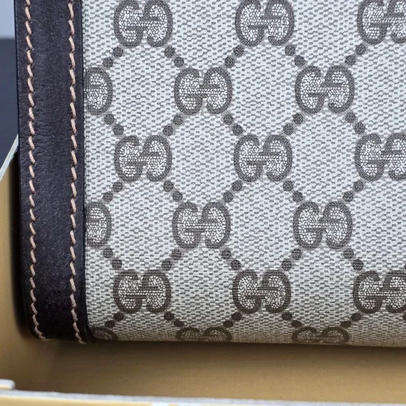 Vintage GUCCI Parfums GG Monogram Large Pouch Clutch Web Stripe NIB Italy 12